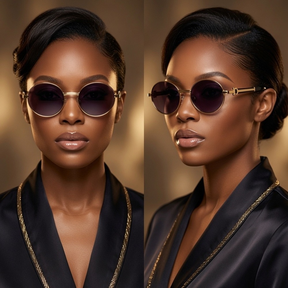 Sunglasses Women Gold Frame with Black Accent Designer Style Fashion Female 2026